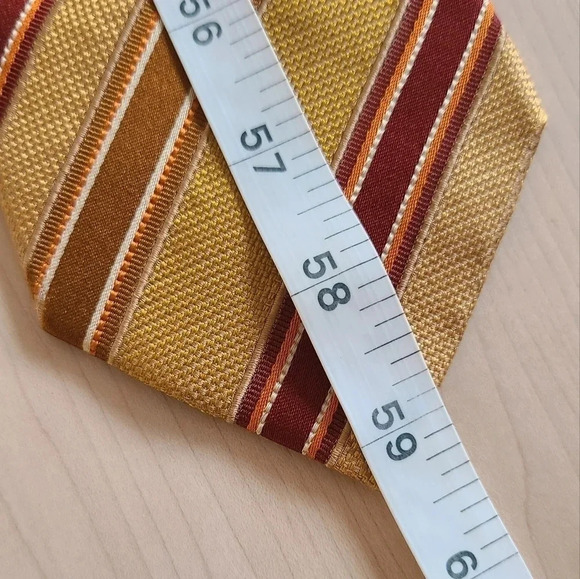 🇩🇪HUGO BOSS tie, striped, yellow and burgundy - Picture 10 of 11